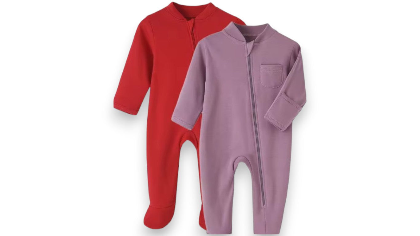 100% Baumwolle Neugeborenen Baby Overall – Einfarbiger Zipper Spielanzug mit Füßen für Jungen & Mädchen, Frühling Bodenkleidung in Verschiedenen Farben