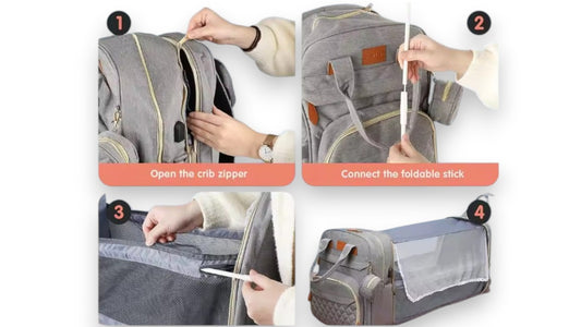 3-in-1 Wickeltasche Rucksack – Faltbare, wasserdichte Reisetasche mit USB-Aufladung und integriertem Wickelbett