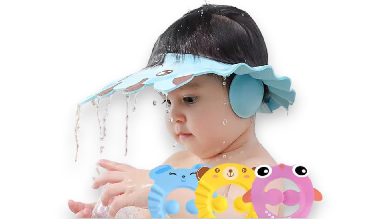 Baby Dusche Weiche Kappe – Verstellbare Haarwaschmütze für Kinder, Gehörschutz & Schutz vor Wasser für sicheres Baden