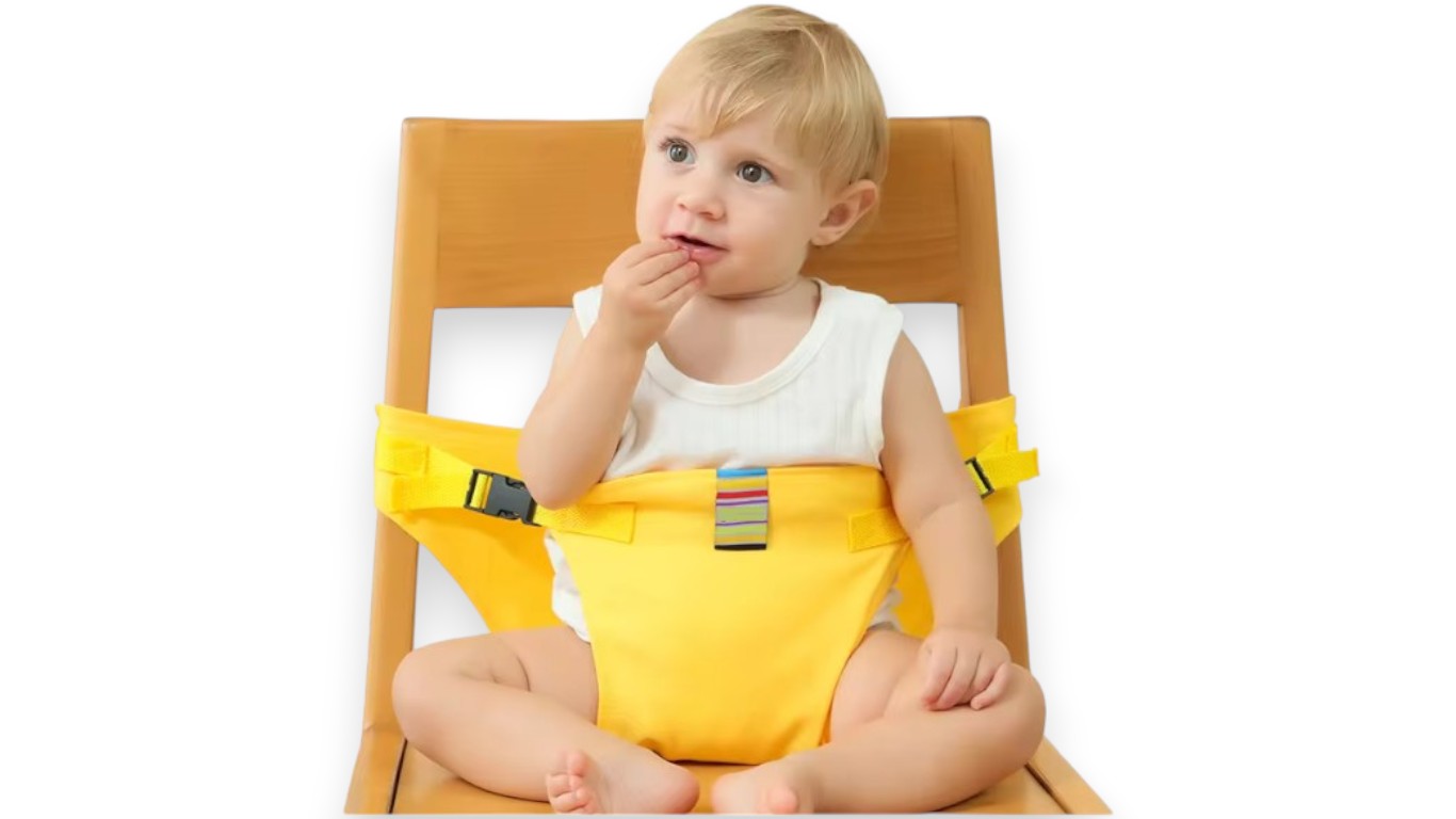 Baby Mahlzeitengurt – Tragbarer Kindersitzgurt für sicheres Sitzen, Verhindert das Herunterfallen, Faltbar & Tragbar