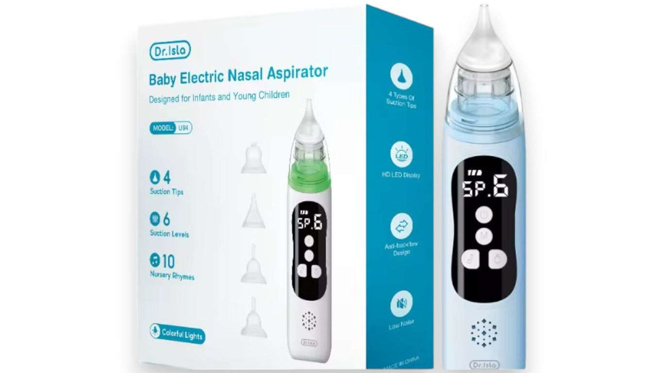 Baby Elektrischer Nasensauger – 6 Saugmodi, Silikon-Mundstück & Beruhigende Musik für Sanfte Nasenreinigung