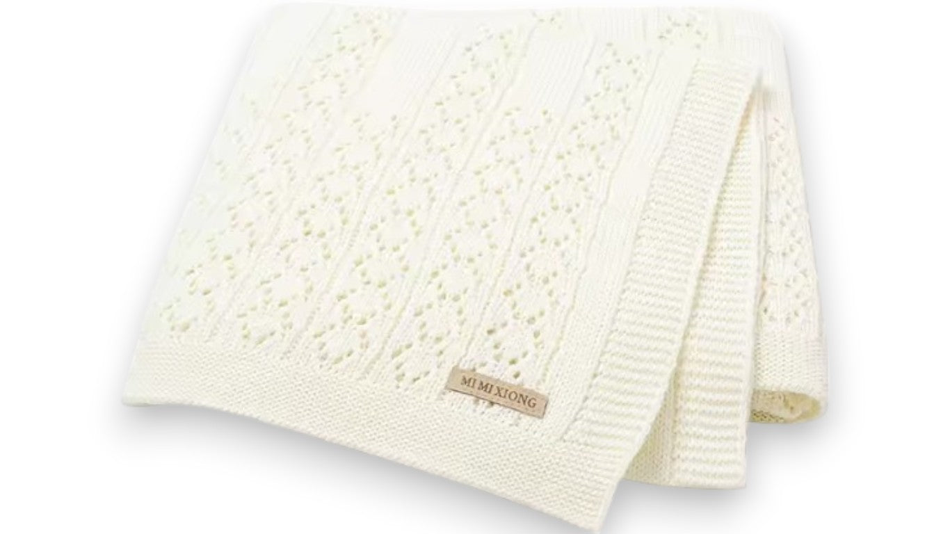 Superweiche Babydecke aus Baumwolle – Strickdecke für Neugeborene, 90 x 70 cm, für Jungen & Mädchen