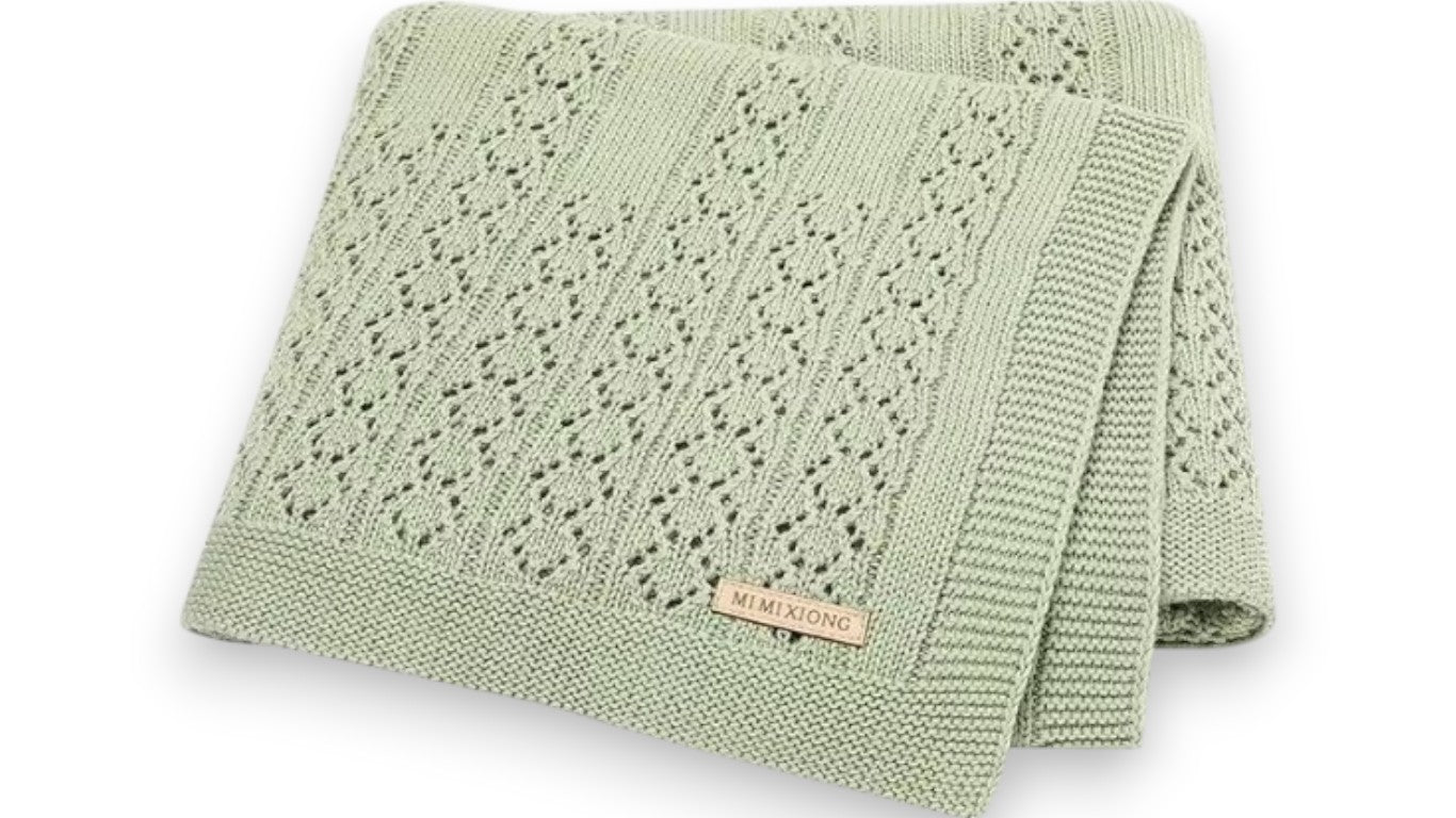 Superweiche Babydecke aus Baumwolle – Strickdecke für Neugeborene, 90 x 70 cm, für Jungen & Mädchen