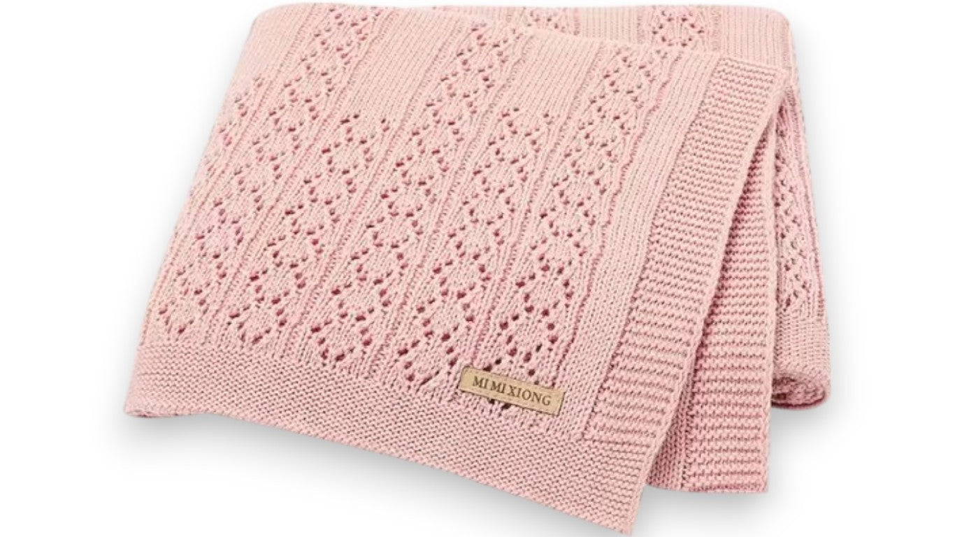 Superweiche Babydecke aus Baumwolle – Strickdecke für Neugeborene, 90 x 70 cm, für Jungen & Mädchen