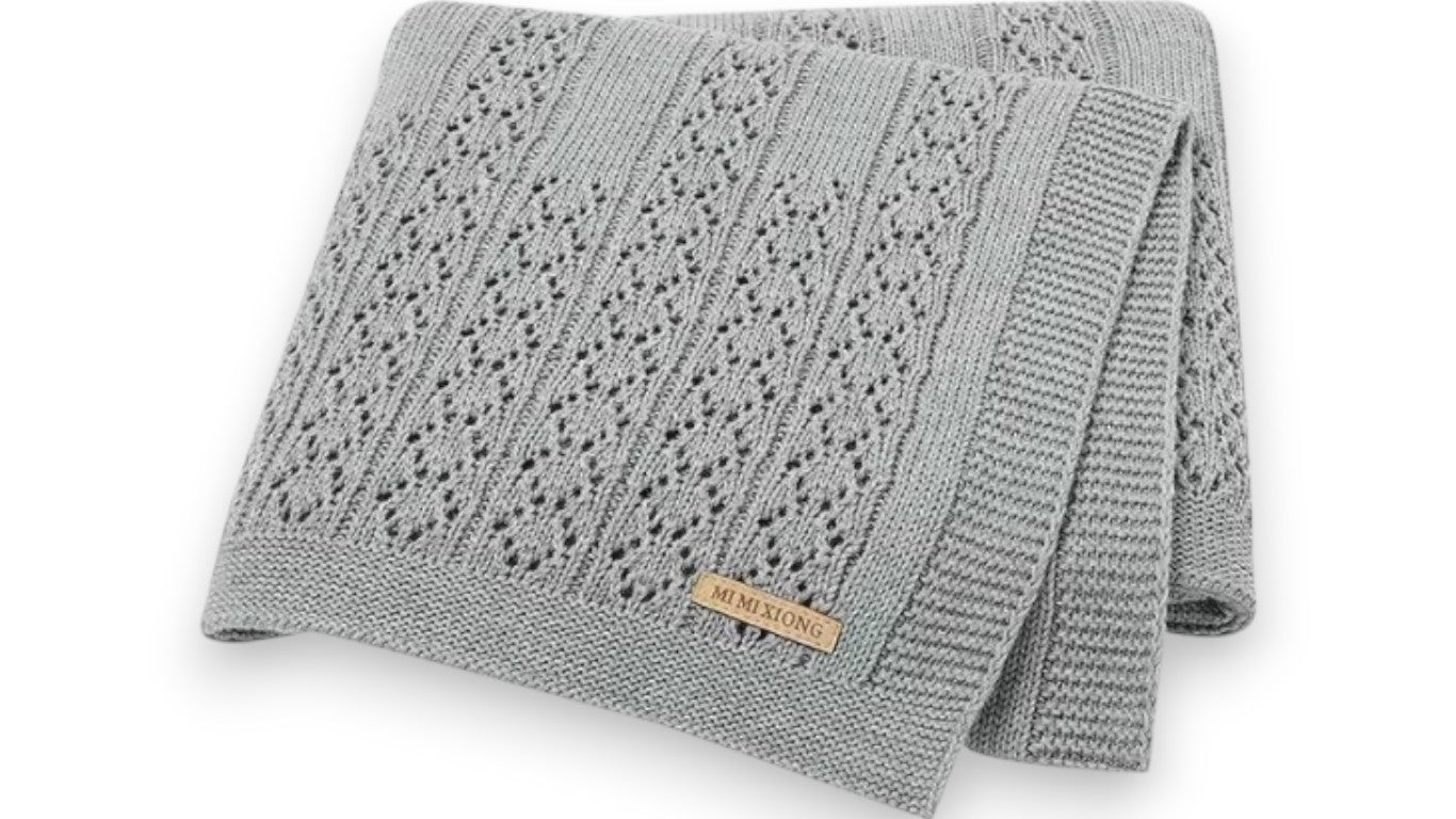Superweiche Babydecke aus Baumwolle – Strickdecke für Neugeborene, 90 x 70 cm, für Jungen & Mädchen
