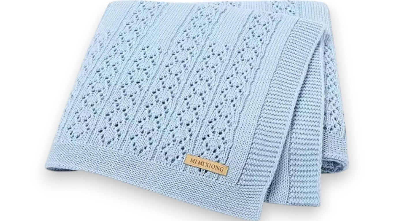 Superweiche Babydecke aus Baumwolle – Strickdecke für Neugeborene, 90 x 70 cm, für Jungen & Mädchen