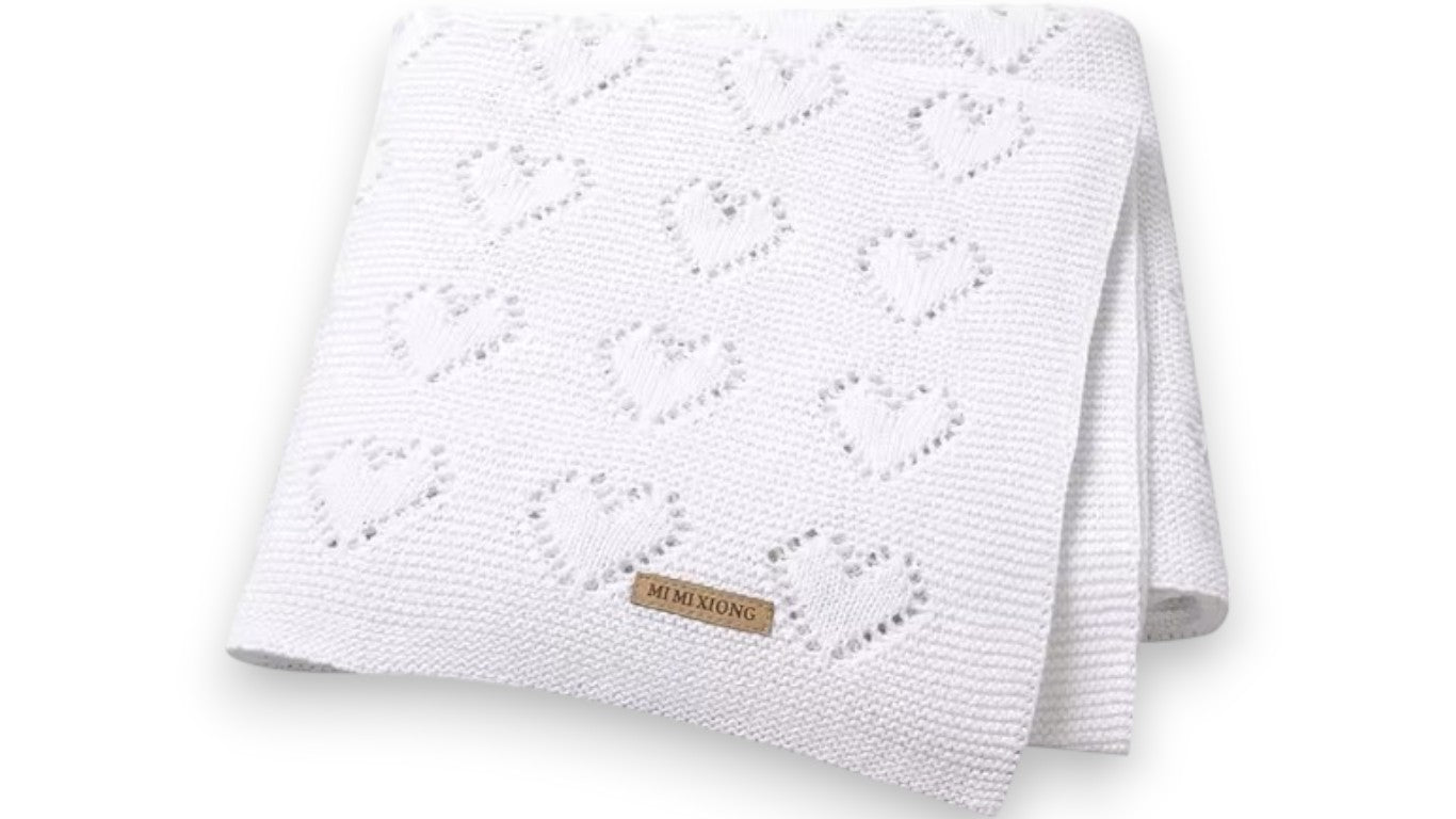 Superweiche Babydecke aus Baumwolle – Strickdecke für Neugeborene, 90 x 70 cm, für Jungen & Mädchen