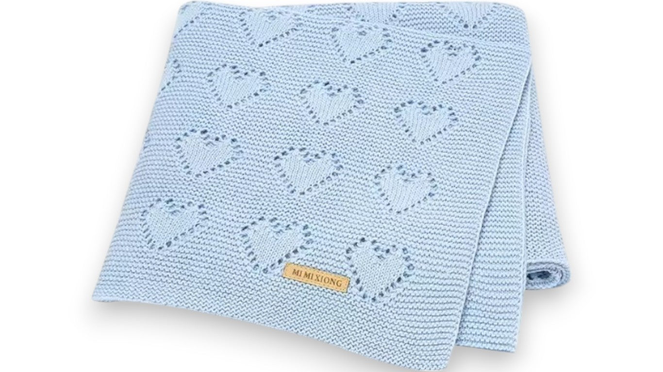 Superweiche Babydecke aus Baumwolle – Strickdecke für Neugeborene, 90 x 70 cm, für Jungen & Mädchen