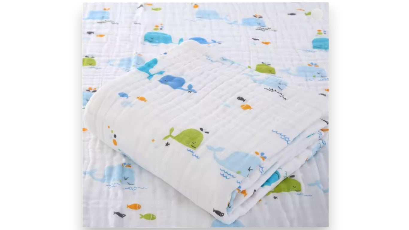Baumwolle Baby-Badetuch Set – 4 Schichten, Bademantel & Waschlappen für Neugeborene, weich & hypoallergen