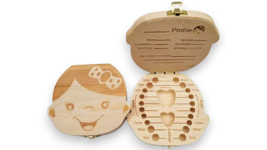 Baby Zahn Box aus Holz – Spanische Zahnaufbewahrungsbox für Kinder zur sicheren Lagerung von Milchzähnen für Jungen und Mädchen
