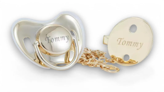 Personalisierter Bling Schnuller aus Rose Gold mit Schnuller-Clip – Glanz und Stil für Ihr Baby