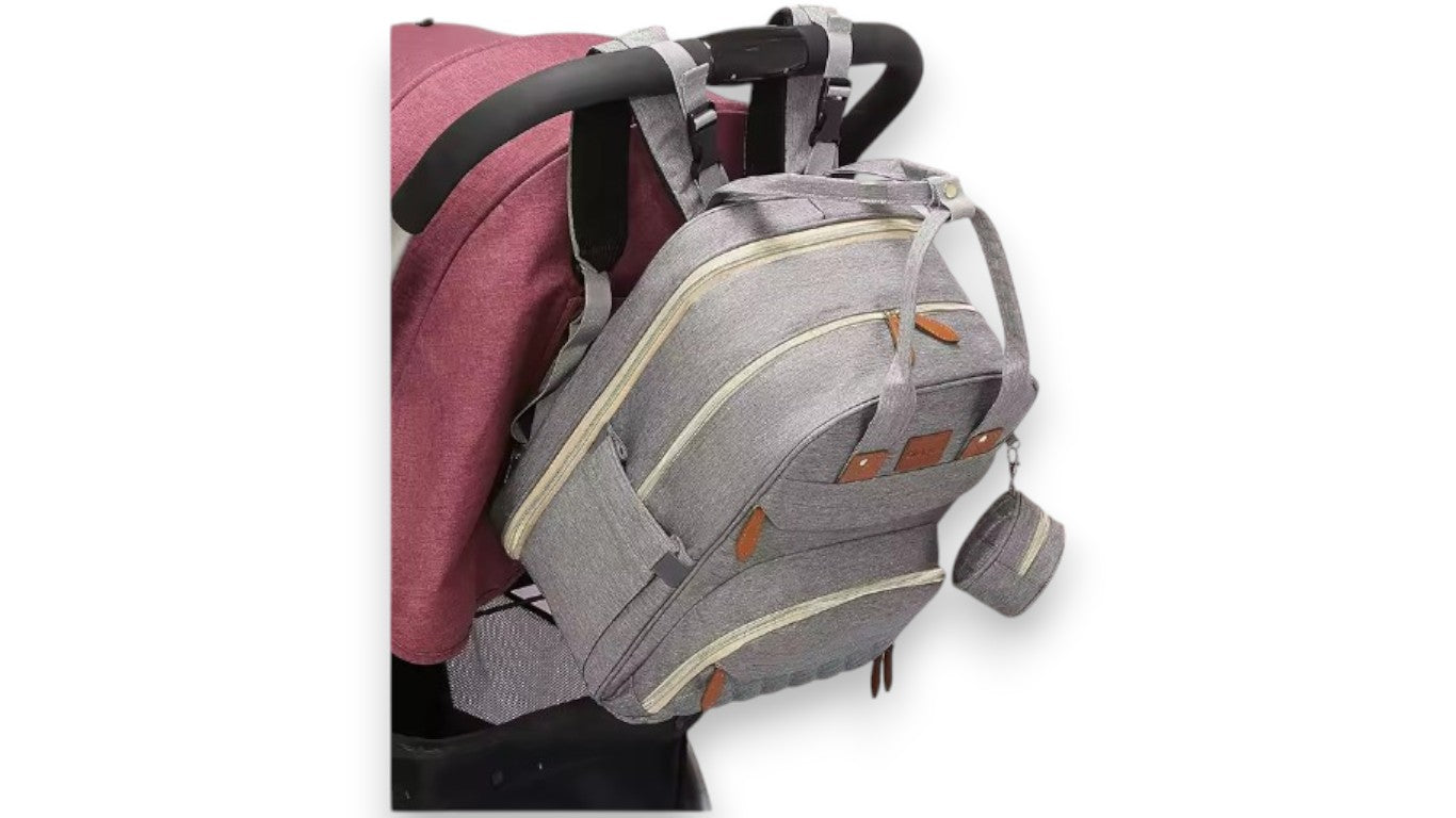 3-in-1 Wickeltasche Rucksack – Faltbare, wasserdichte Reisetasche mit USB-Aufladung und integriertem Wickelbett