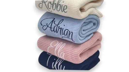 Personalisierte Baby Strickdecke aus Baumwolle – Warm, Hautfreundlich & Perfekt für Neugeborene
