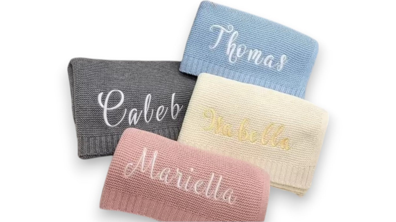 Personalisierte Baby Strickdecke aus Baumwolle – Warm, Hautfreundlich & Perfekt für Neugeborene