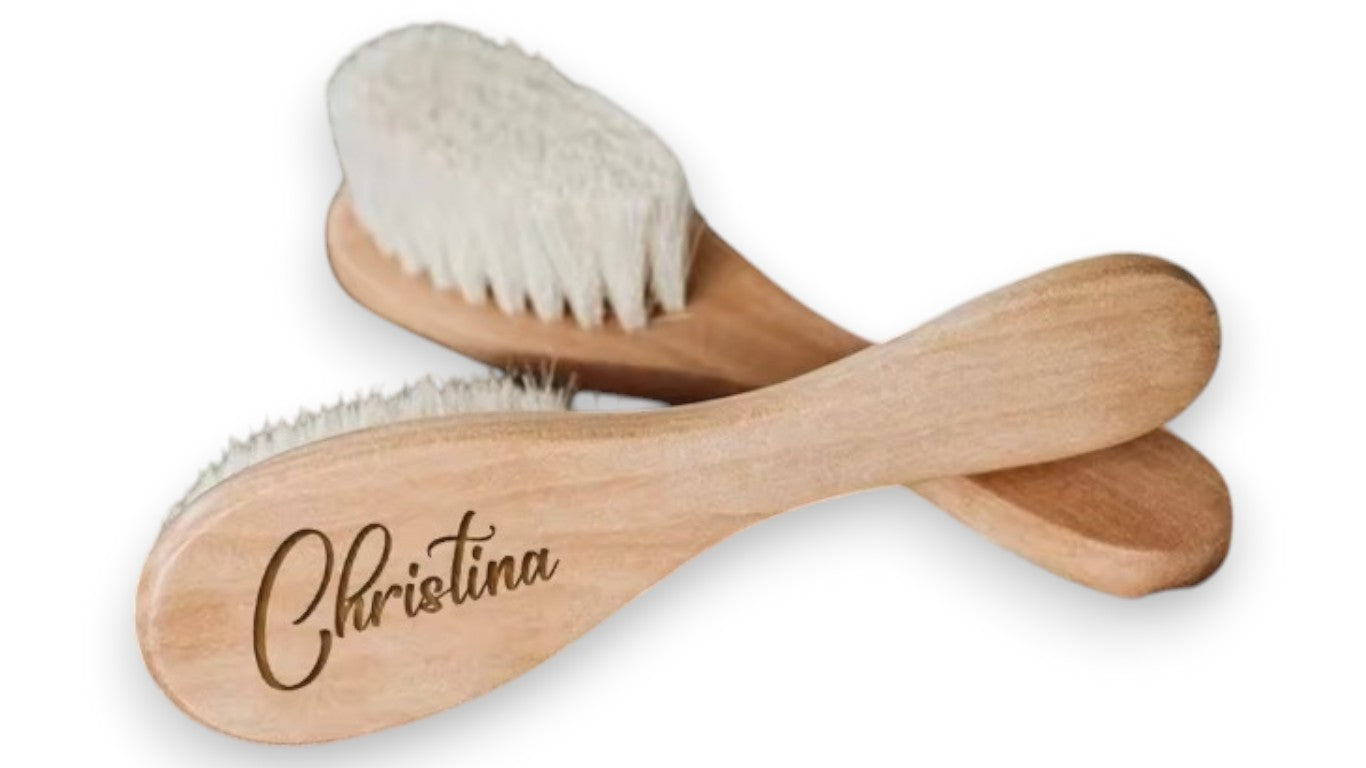 Personalisierte Baby-Haarbürste aus Holz – Mit Gravur für Neugeborene